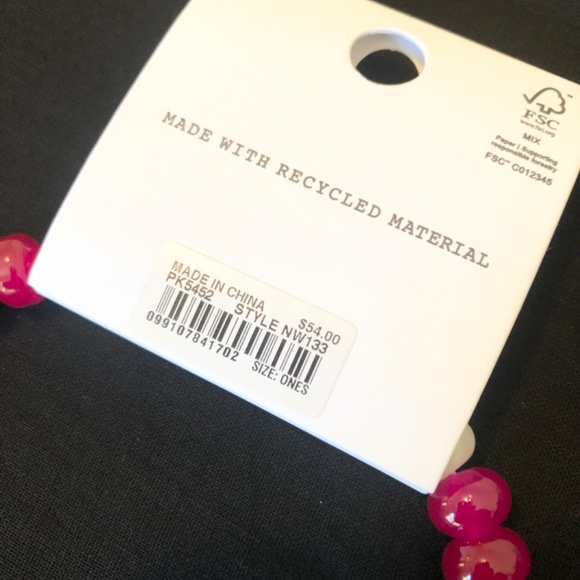 Madewell Semiprecious Chunky Beaded Choker Necklace Pink Brass NWT - Picture 4 of 4